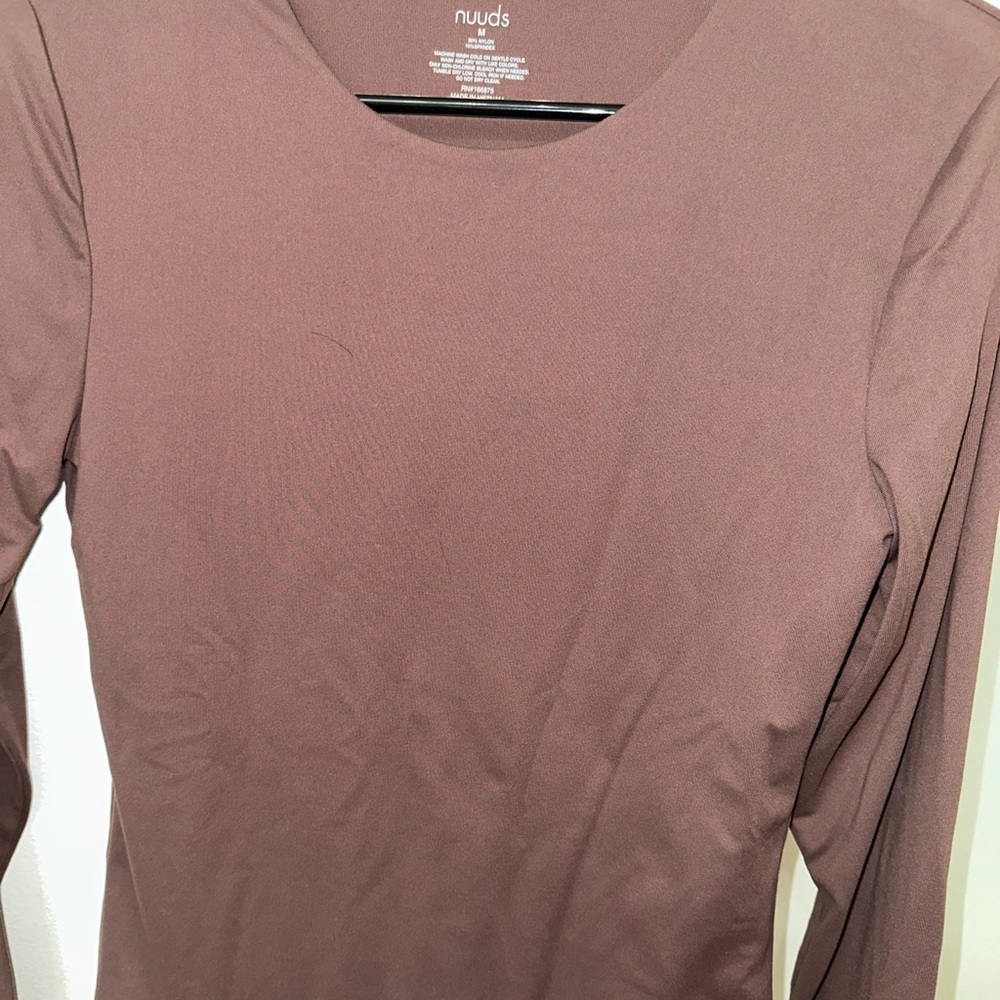 Nuuds Brown Long Sleeve Fitted Bodysuit